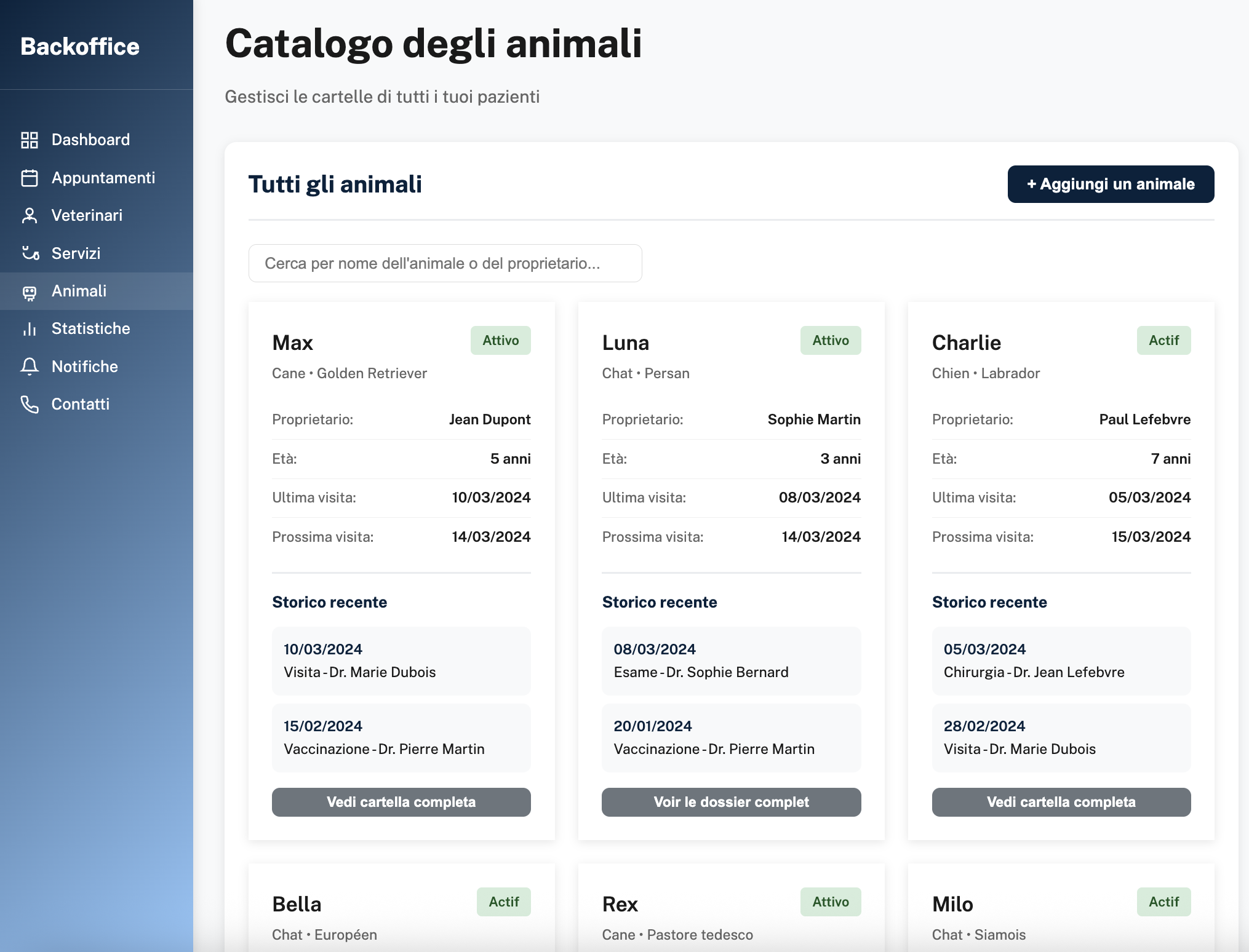 Catalogo degli animali