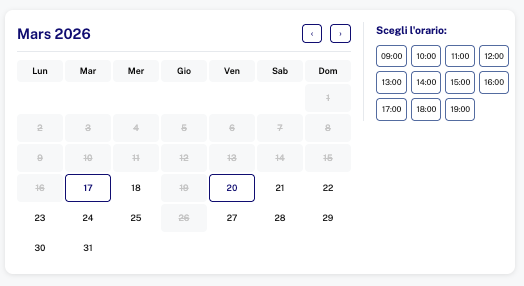 Booking calendar example